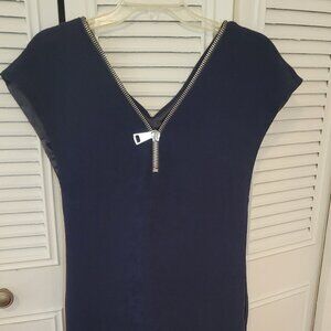 Bodycon Greyhound Original Mini Dress Zipper Accent Navy/Cerulean Blue Size 2/XS
